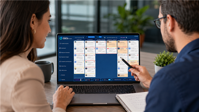 CRM Kanban visual do DataProspect